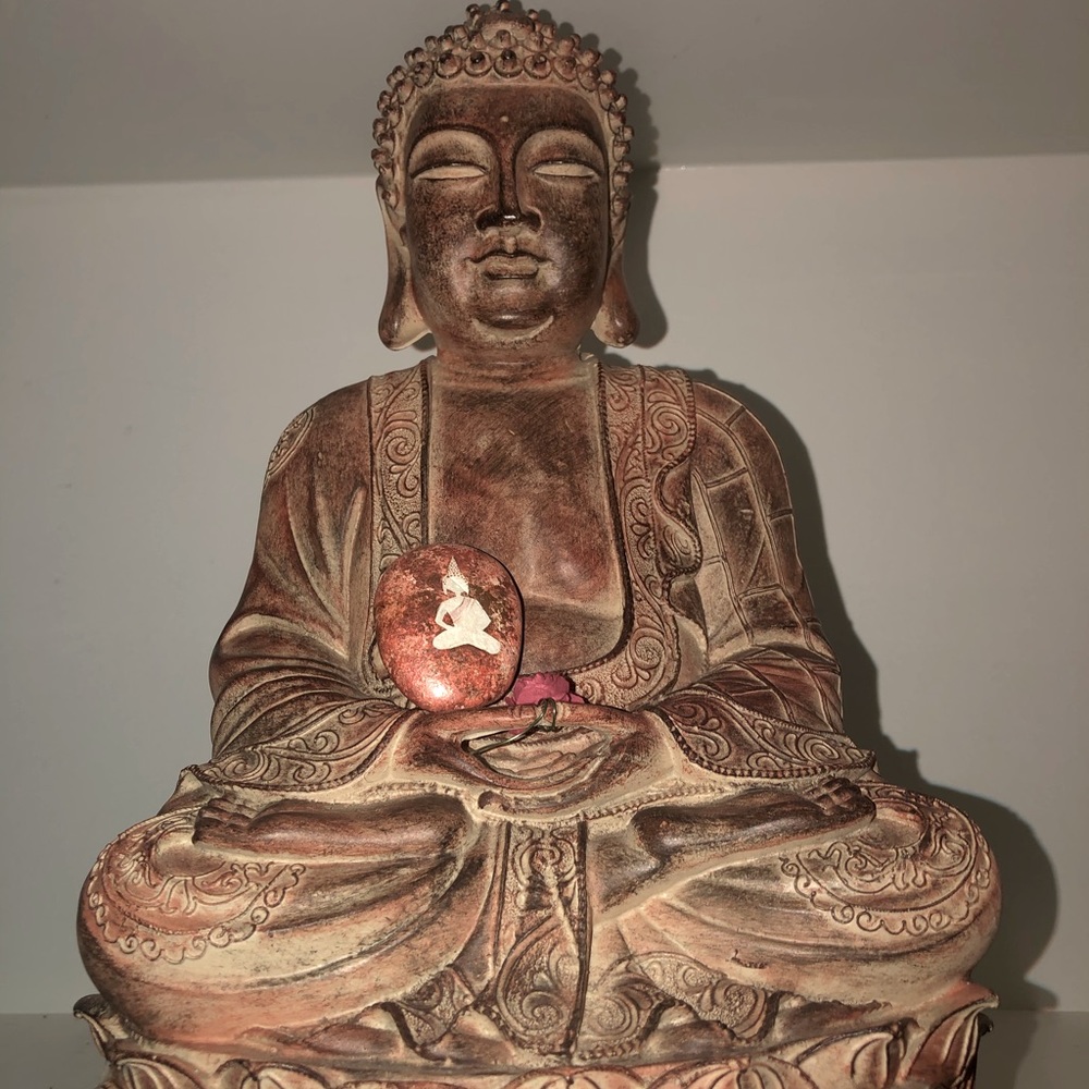 Metallic Buddha Gratitude Rock, alter piece